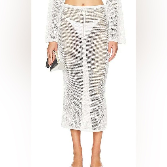 Cinq A Sept White Mesh Skirt NWT XL - Picture 5 of 7